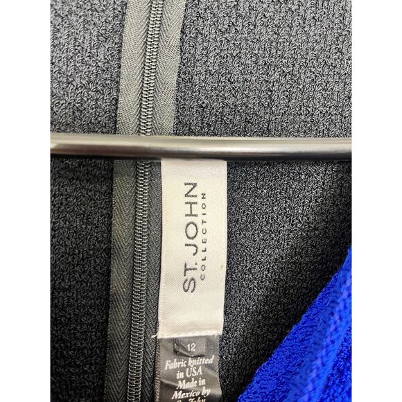 St. John Collection Black Blue 2 Piece Jacket Dress Set Santana Knit Size 12 14 - Picture 13 of 13